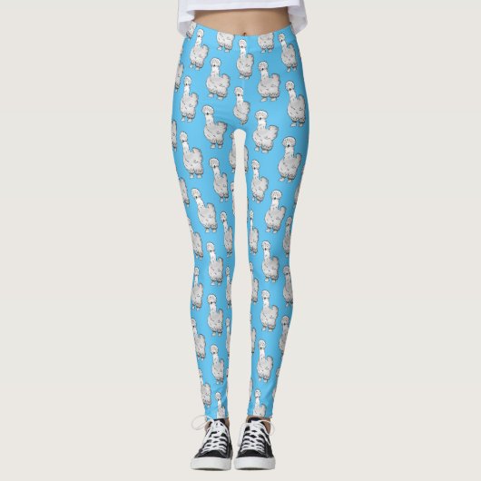 Silkie-Hühner-Cartoon Leggings (Vorderseite)