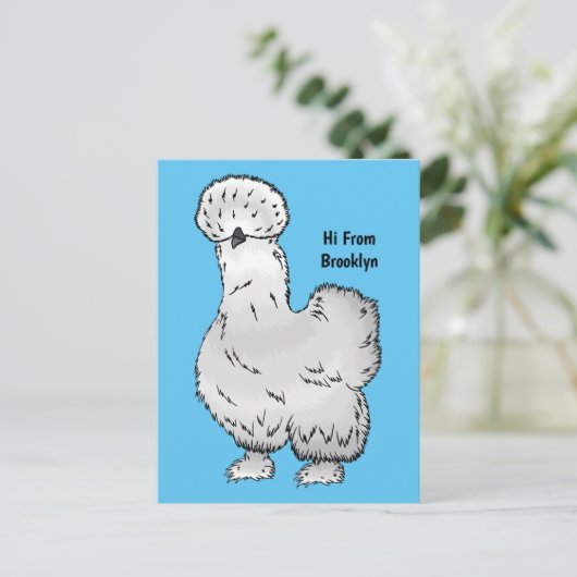 Silkie-Hühner-Cartoon Postkarte (Stehend Vorderseite)