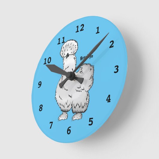 Silkie-Hühner-Cartoon Runde Wanduhr (Winkel)