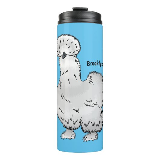 Silkie-Hühner-Cartoon Thermosbecher (Vorderseite)