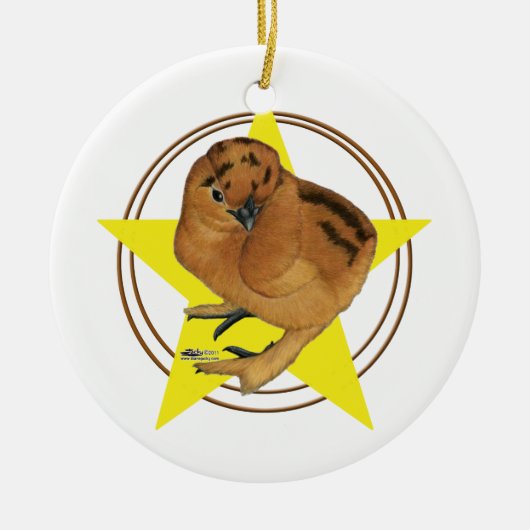 Silkie Red Chick Star Keramikornament (Vorne)