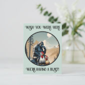 “Silkie Summit Selfie” Cheesy Chicken Postkarte (Stehend Vorderseite)