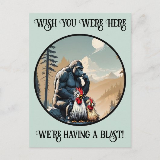 “Silkie Summit Selfie” Cheesy Chicken Postkarte (Vorderseite)