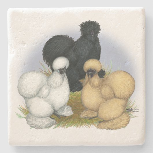 Silkie Trio Steinuntersetzer (Vorderseite)
