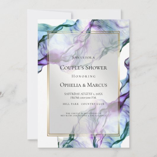 Silky Abstrakt Indigo Einladung (Vorderseite)