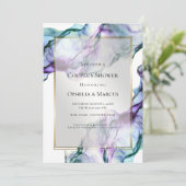 Silky Abstrakt Indigo Einladung (Stehend Vorderseite)