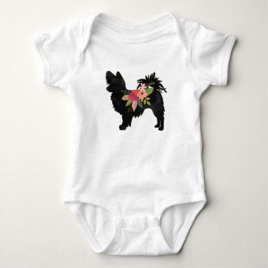 Silky Chihuahua Dog Breed Boho Floral Silhouette Baby Strampler (Vorderseite)