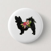 Silky Chihuahua Dog Breed Boho Floral Silhouette Button (Vorderseite)