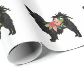 Silky Chihuahua Dog Breed Boho Floral Silhouette Geschenkpapier (Rolleneckpunkt)
