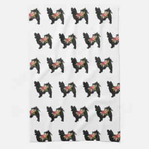 Silky Chihuahua Dog Breed Boho Floral Silhouette Geschirrtuch