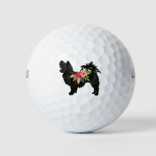 Silky Chihuahua Dog Breed Boho Floral Silhouette Golfball (Vorderseite)
