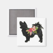Silky Chihuahua Dog Breed Boho Floral Silhouette Magnet (Vorderseite/Rückseite)