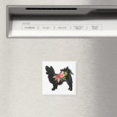 Silky Chihuahua Dog Breed Boho Floral Silhouette Magnet (In Situ (Geschirrspüler))