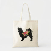 Silky Chihuahua Dog Breed Boho Floral Silhouette Tragetasche (Vorne)