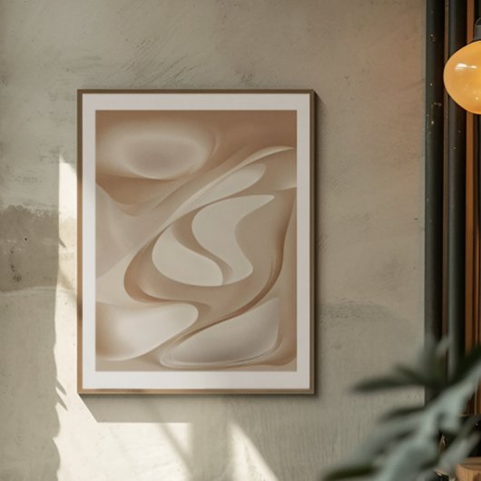 "Silky Dynamic Shapes" | Beige Abstrakt Art Poster
