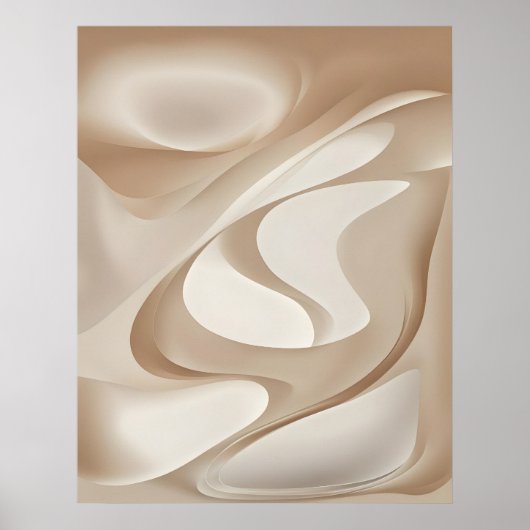 "Silky Dynamic Shapes" | Beige Abstrakt Art Poster (Vorne)