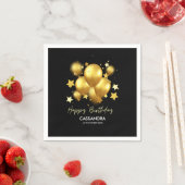 Silky Golden Balloons Stars Black Birthday Serviette (Beispiel)