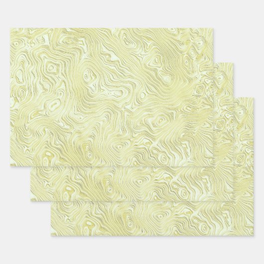 Silky Imitate Moire Muster in Glanz gelb Geschenkpapier Set (Set)