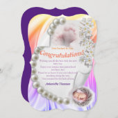 Silky Ivory Pearl Baby Glückwunschs Card Einladung (Vorne/Hinten)