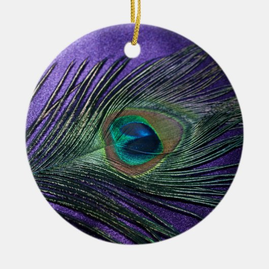 Silky Lila Peacock Feather Keramikornament (Vorne)