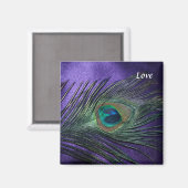 Silky Lila Peacock Feather Magnet (Vorderseite/Rückseite)