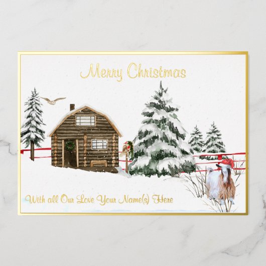 Silky Maggie Goat Foil Holiday Card Folieneinladung (Vorderseite)