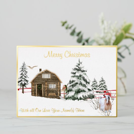 Silky Maggie Goat Foil Holiday Card Folieneinladung (Stehend vorne)
