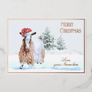 Silky Maggie Goat Foil Holiday Card Scene 2 Folieneinladung
