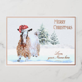 Silky Maggie Goat Foil Holiday Card Scene 2 Folieneinladung