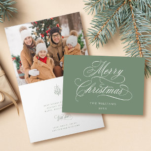 Silky Sage Frohe Weihnachtsschrift Foto geklappt Feiertagskarte