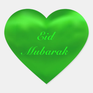 Silky Satin Green Eid Mubarak Herz-Aufkleber
