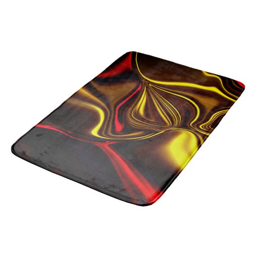 Silky-Striche in Rot und Gold mit dunklen Teilen Badematte (Schrägansicht)