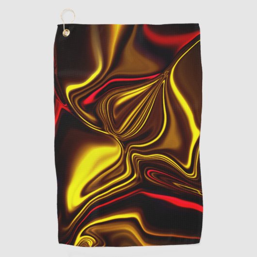 Silky-Striche in Rot und Gold mit dunklen Teilen Golfhandtuch (Vorderseite)