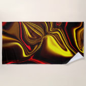 Silky-Striche in Rot und Gold mit dunklen Teilen Strandtuch (Vorderseite)