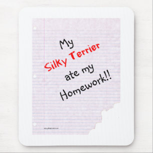 Silky Terrier Ate meine Hausaufgaben Mousepad