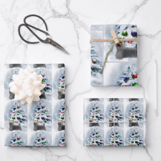 Silky Terrier Christmas Geschenkpapier Set (Vorderseite)