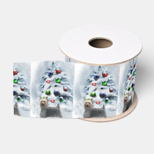 Silky Terrier Christmas Ripsband (Spule)