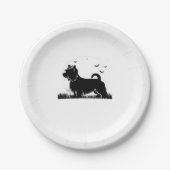 Silky Terrier Dog � Halloween Moon Silhouette Clas Pappteller (Vorderseite)