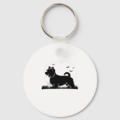 Silky Terrier Dog � Halloween Moon Silhouette Clas Schlüsselanhänger (Vorderseite)