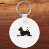 Silky Terrier Dog � Halloween Moon Silhouette Clas Schlüsselanhänger (Vorderseite)