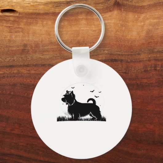Silky Terrier Dog � Halloween Moon Silhouette Clas Schlüsselanhänger (Vorderseite)