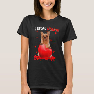 Silky Terrier Dog I Steal Hearts Niedlich Valentin T-Shirt
