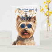 Silky Terrier Dog King für Day Funny Birthday Karte (Gelbe Blume)