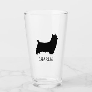 Silky Terrier Dog Silhouette Personalisiert Trinke Glas