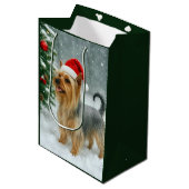 Silky Terrier Holiday Card Mittlere Geschenktüte (Vorderseite Schrägansicht)