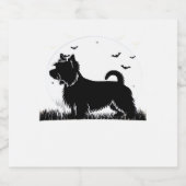 Silky Terrier Hund � Halloween Mond Silhouette Cla Schaumweinetikett (Einzelnes Label)