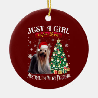 Silky Terrier Hund Weihnachtsbaum Weihnachten Weih Keramik Ornament