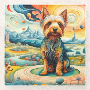 Silky Terrier im Garten der Irdischen Freuden Glasuntersetzer