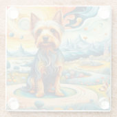Silky Terrier im Garten der Irdischen Freuden Glasuntersetzer (Rückseite)