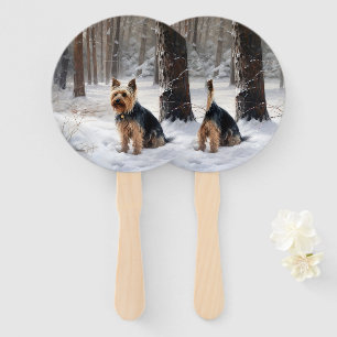 Silky Terrier Lass es schneien Weihnachten Fächer